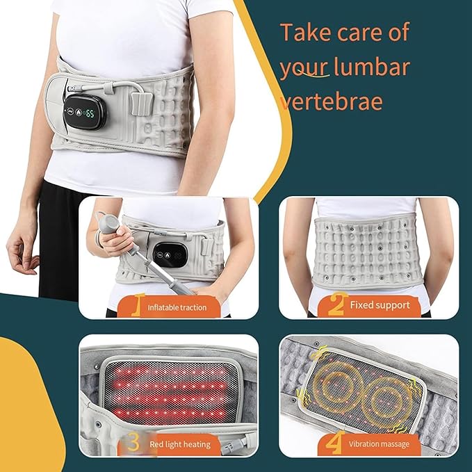 YIHANGG Decompression Back Belt with Red Light Heating and Massage Back Reliever Inflatable Back Brace for Spinal Lumbar Woman Men Heating Pad