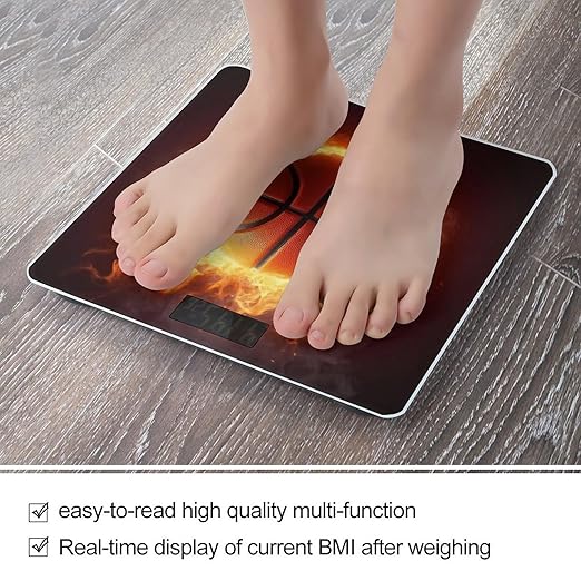 Digital Bathroom Weighing Scale Energy Saving Scale Smart Scale for Body Weight Cool Fire Flame Basketball