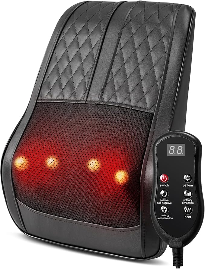 Back Massager for Back Pain Deep Tissue Shiatsu Neck and Back Massager with Heat 3D Kneading Massage Pillow for Shoulder Leg Gifts for MenWomen