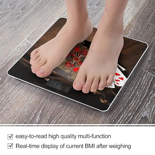 Playing Cards Bathroom Scale Ultra-Bright Liquid Crystal Screen Weight Scale Accurate Bathroom Body Scales for Body Weight Bathroom Pet Home Bedroom Gift-Giving