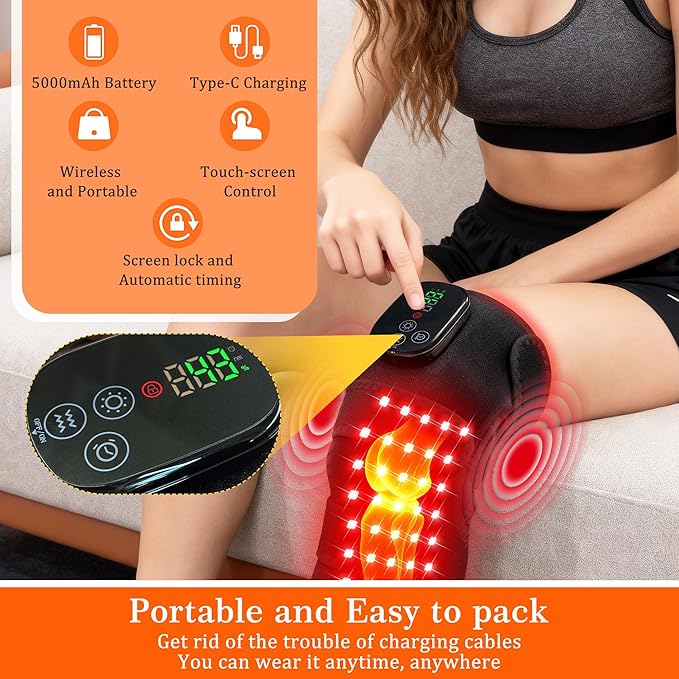 2PCS Knee Massager with Heat and Red Light Therapy 660nm&amp850nm Red Light Therapy Heated Device for Knee Elbow Shoulder Pain Relief Knee Brace for Women Grandma &amp Grandpa