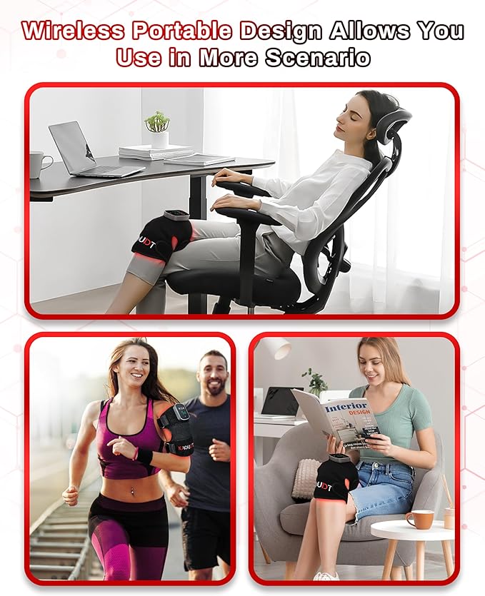 3D Knee Massager with Heat and Red Light Therapy Wireless 5000mAh Heated Knee Brace Massager for Pain Relief 5-Level Intensity &amp 3-Mode Vibration &amp 3 Heat Settings for Joint Pain Relief