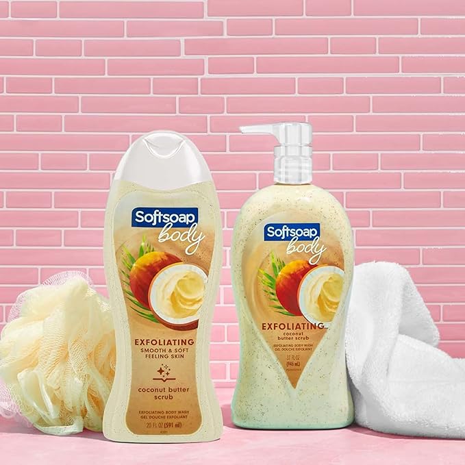 Softsoap Body Wash Coconut Butter Scrub Exfoliating Body Wash 20 Ounce 4 Pack &amp Lady Speed Stick Invisible Dry Antiperspirant Deodorant Shower Fresh 2.3oz 4 Pack
