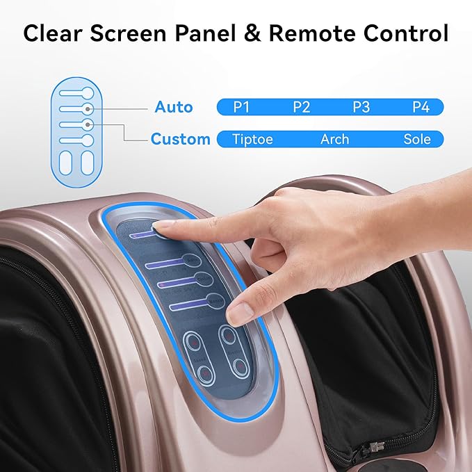 FLEXISPOT Premium Shiatsu Foot Massager with Remote Control – Deep Kneading &amp Rolling Therapy for Feet Ankles Calves and Legs – Pain Relief &amp Circulation Booster for Home and Office (Rose G