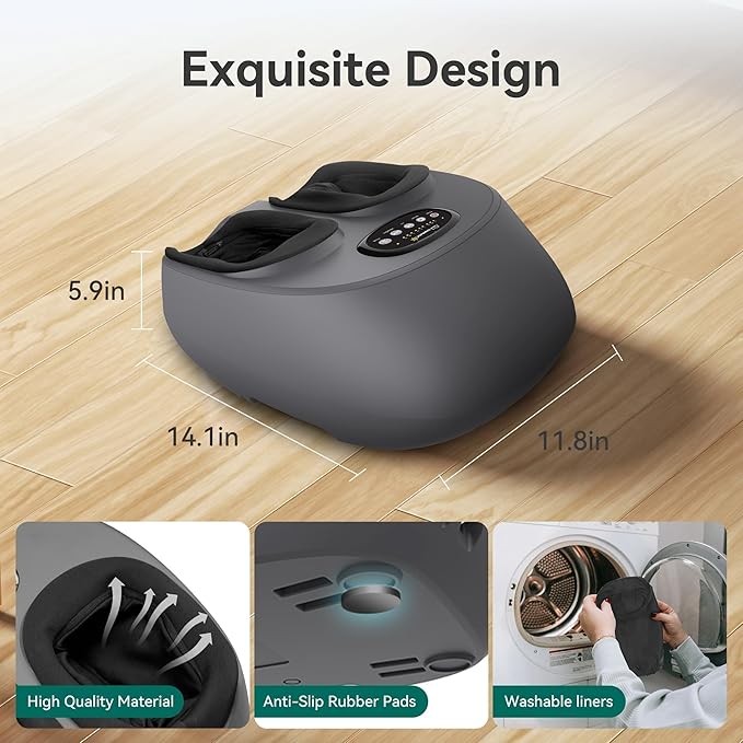 Snailax Shiatsu Foot Massager with Heat Compression Vibration Electric Foot Massager Machine for Plantar Fasciitis NeuropathyKneading Foot Warmer with Remote Control Size 13