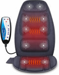 Snailax Massage Seat Cushion with Heat - Extra Memory Foam Support Pad in Neck and Lumbar10 Vibration Massage Motors 2 Heat Levels Back Massager Chair Pad for Back