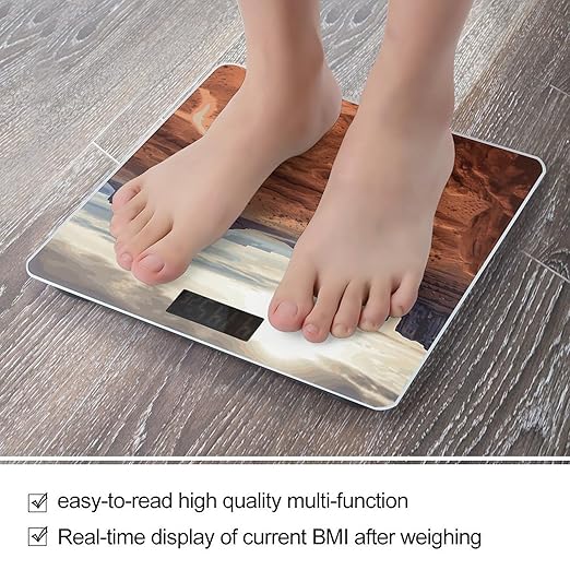Landscape of Monument Valley Smart Scale for Body Weight Accurate Bathroom Scale with LED Display Digital Weight Scales Weighing Machine High Precision Scales for Bath Home