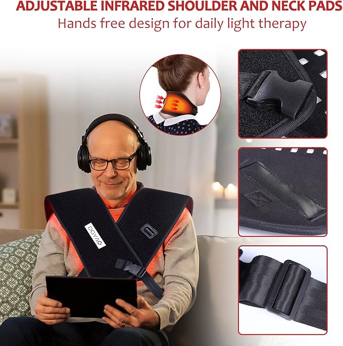 TUOB Red &amp Infrared Light Therapy for Shoulder &amp Neck Home Use 850nm Shoulder &amp 880nm Neck Pad Full Cover Light Therapy for Pain Relief &amp Muscle Relaxation