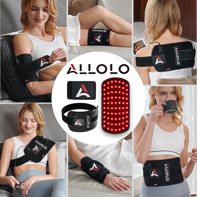 ALLOLO Red Light Therapy for Body 3-in-1 LED Bead Red Light Therapy Belt with Timer Remote Control 12.6*6.3 660nm&amp850nm Infrared Light Therapy for Body Back Waist Shoulder Knee Joint (Corded)