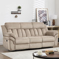 CANMOV Recliner Sofa Set Manual Reclining Sofa with Overstuffed Armrest for Living RoomBedroom FurnitureOffice3 Seat Light Brown