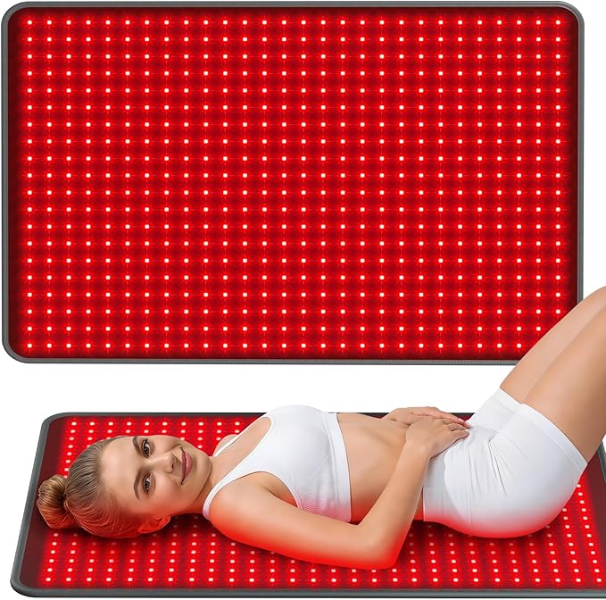 Comfytemp 41.5'' x 26'' Red Light Therapy Mat for Body Large Near Infrared Light Therapy Pad with 560 LEDs 660nm &amp 850nm Light Blanket for Back Belly Knee Waist Leg Joint Muscle 96W