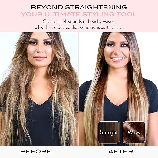 NuMe Megastar X Hair Straightener Tourmaline Flat Iron – 1.75 Inch Floating Plates Hair Straightener with Negative Ion Booster Infrared Light Strip Ultra-Smooth and Shiny Results for All Hair Types