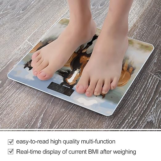 Horses Weight Scale Digital Electronic Scales Bathroom Scale Larg LCD Backlight Display High Precision MeasurementsTempered Glass