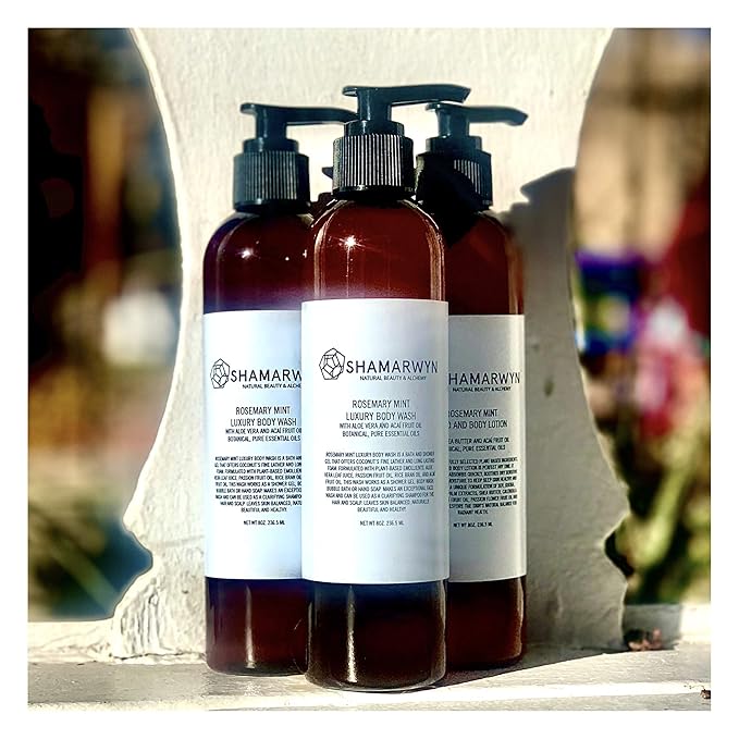 shamarwyn Body Wash Rosemary Mint Natural-Organic Hydrating with Aloe Vera &amp Acaí Oil 8oz