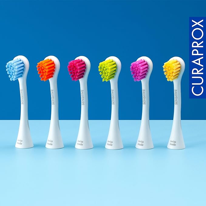 Curaprox Hydrosonic Brush Heads Rainbow Sensitive Duo – for Gentle Gum Care &amp Precise Cleaning | Magenta/Green 2-Pack | Compatible with All Sonic Models | Swiss Made