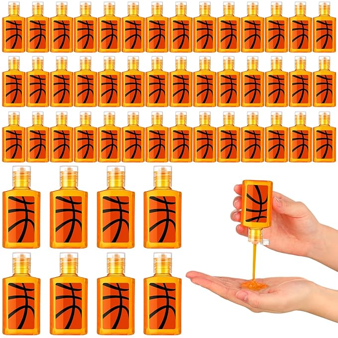 50 Pcs Basketball Party Favors - Mini Hand Sanitizer Bulk (Not Rinse-Free) 1 Fl oz Travel Size Gifts for Basketball Lovers Team Players Senior Night Sports Birthday