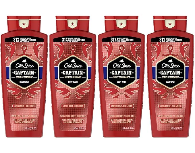 Old Spice Captain Scent of Bergamot Body Wash 21 fl oz - Pack of 4