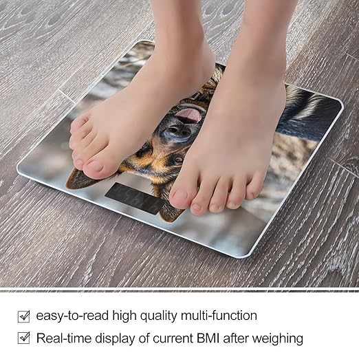 German Shepherd Dog Scale for Body Weight Highly Accurate Digital Bathroom Body Scale Digital Bathroom Scales for People Anti-Slip Large LCD Display Smart Scales