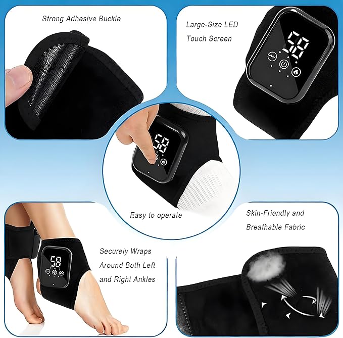MONNIK 2026 Portable Foot Massager with Heat Wireless Rechargeable Foot &amp Ankle Massager 3 Massage Modes 3 Heat Levels 15-Minute Auto Shut-Off for Daily Foot Relaxation (1 PC)