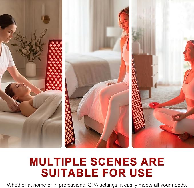 Elitzia 1000W Red Light Personal Tower Device Red &amp Near-Infrared 650nm &amp 850nm for Full Body Face Standing Salon SPA Home Use Pain Relief Skin Rejuvenation Muscle Recovery &amp Skin Vitality