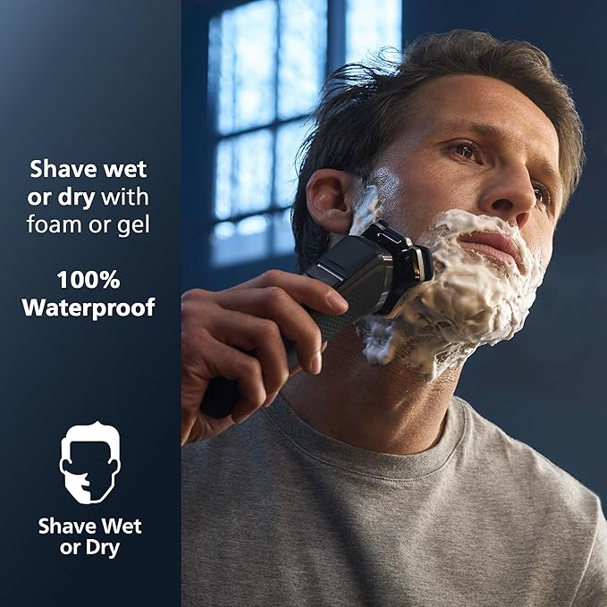 Philips Rechargeable Wet/Dry Electric Shaver Series 9000 with SenseIQ and Comfort Glide Ring Technology Battery Powered Silver