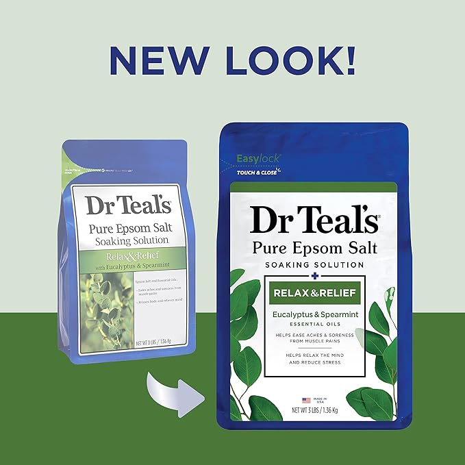 Dr Teal's Body Wash with Pure Epsom Salt Relax &amp Relief with Eucalyptus &amp Spearmint 24 fl oz (Pack of 4) (Packaging May Vary) &amp Pure Epsom Salt Soak Relax &amp Relief with Eucalyptus &
