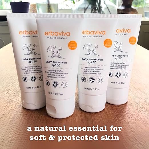 Erbaviva Organic Baby Sunscreen 2.5 Ounce - Coral Reef Safe Natural UVA &amp UVB Protection Water Resistant Infused with Essential Oils