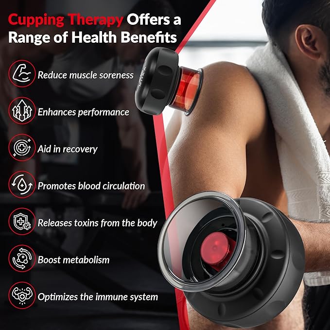 MIIKA Electric Cupping Therapy Set with Remote Control Travel Case Smart Massager for Massage Red Light &amp Heated Suction Cups for Body Relaxation