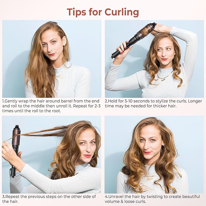 6 in 1 Curling IronCurling Wand Set and Thermal Brush Hair Tool