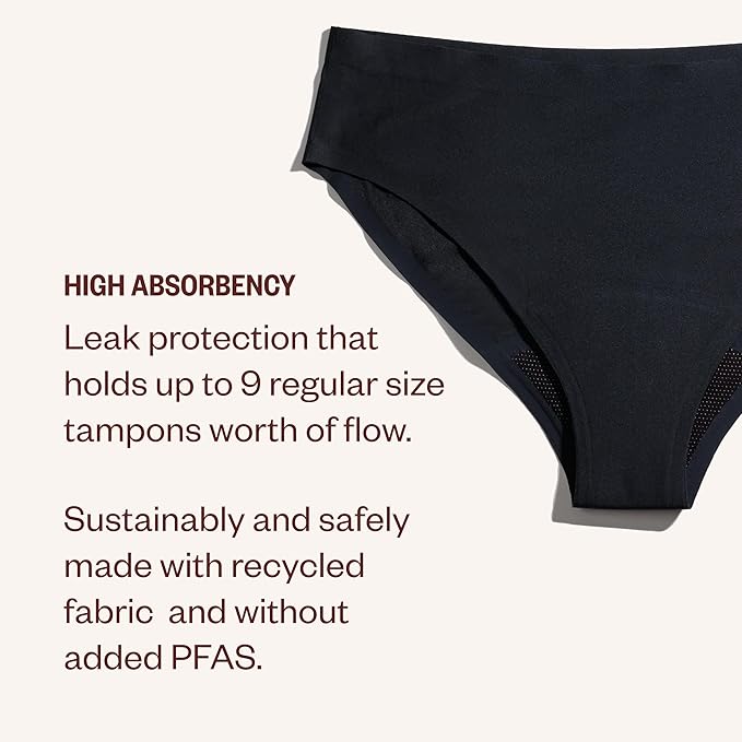 DIVA Reusable Period Underwear - Quick Dry Menstrual Underwear - Period Panties - Seamless Bikini Black
