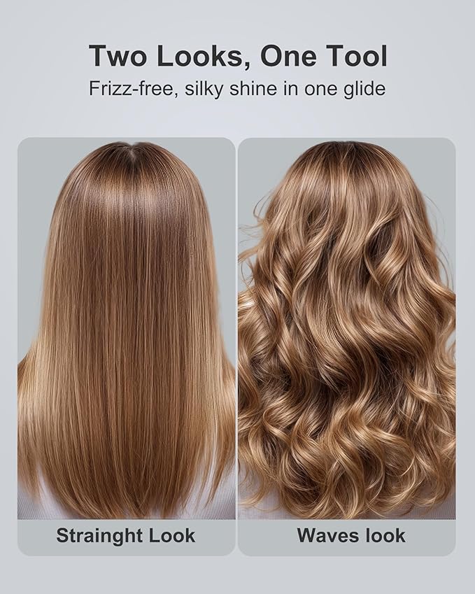 Hair Straightener 1 Inch Flat Iron Hair Straightener and Curler 2 in 1 Professional Ceramic Ionic Dual Voltage Flat Iron with Anti-Iron Silicone for Less Frizz Shinier &amp Smoother Hair