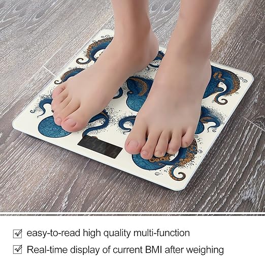 Tentacles Octopus Weight ScaleClear LED Display Bathroom Digital Weighing ScaleTempered Glass Digital Bathroom Scale for Body Weight Capacity Up to 400 Lbs