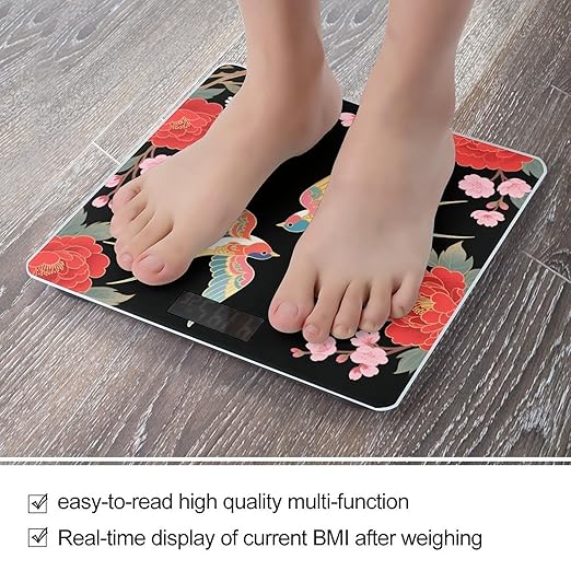 Two Colorful Flying Birds Weight Scale Cute Bathroom Scale for Body Highly Accurate Digital Weighing Machine for People Compact LCD Display Scales with Sturdy Toughened Glass Scales