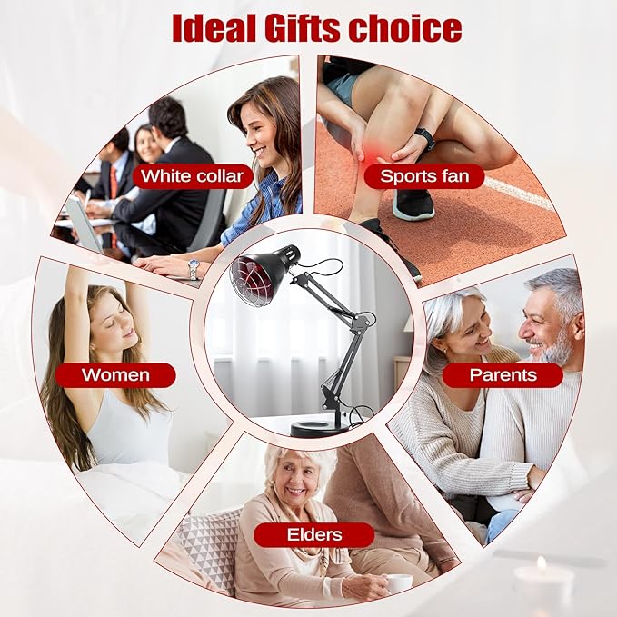 Infrared Red Light Therapy with Sturdy Base Infrared Heat Lamp Device with 150W Bulb Adjustable Near Infrared Light Heat Lamp Set for Body Neck Shoulder Joints Back Pain Relief