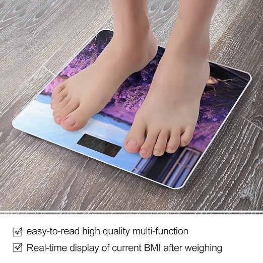 Romantic Lavender Bathroom Scale Ultra-Bright Liquid Crystal Screen Weight Scale Accurate Bathroom Body Scales for Body Weight Bathroom Pet Home Bedroom Gift-Giving