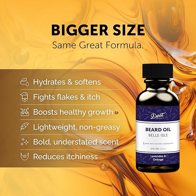 Detroit Grooming Beard Oil | Hydrating &amp Nourishing Formula with Vitamin E • Belle Isle Scent (2 oz)