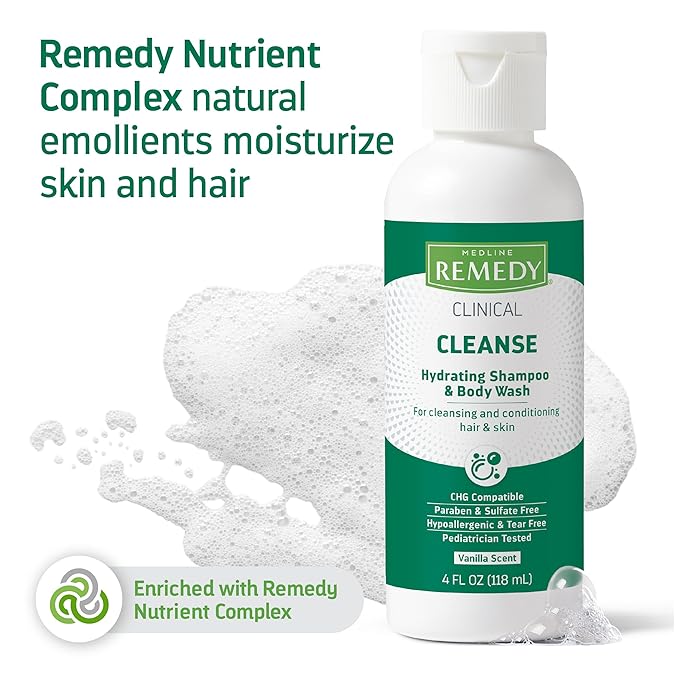 Medline Remedy Clinical Shampoo &amp Body Wash Gentle Cleansing Formula 4 oz. Moisturizing and Soothing Pack of 48