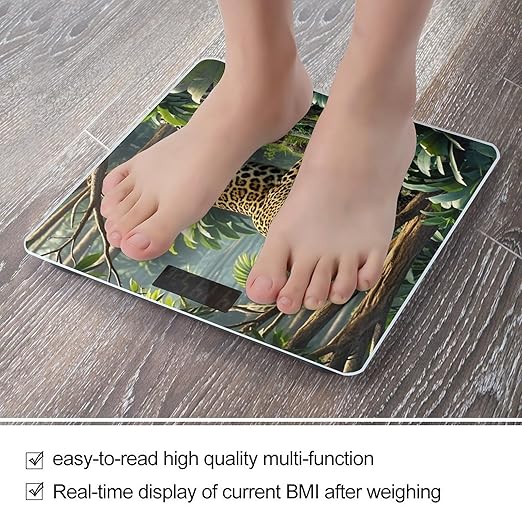 Animal Leopard Print Jungle Scale for Body Weight Smart Scales Digital Bathroom Scale High Precision Weighing Scales with Large Display Weighing Machine for People