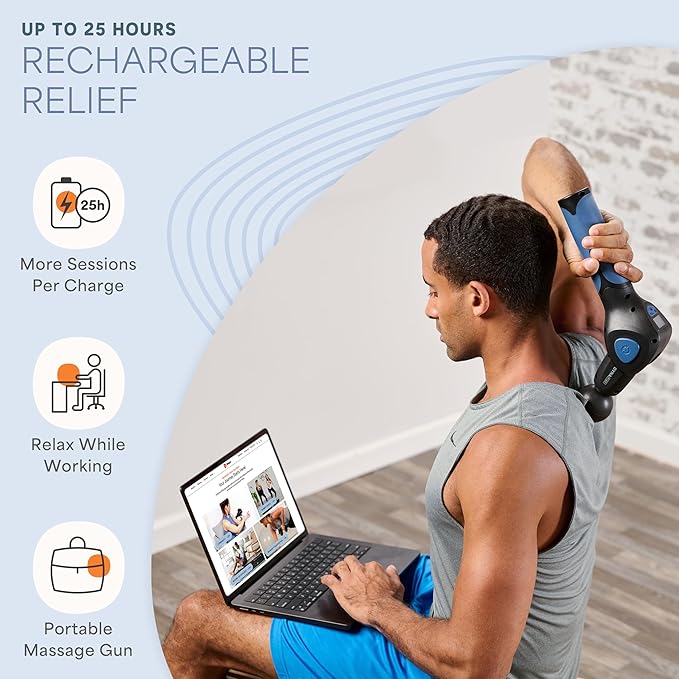 LifePro Percussion Massage Gun FSA HSA Eligible– Deep Tissue Handheld Massager for Athletes – Muscle Recovery Tool for Men &amp Women – Quiet Portable with Attachment Heads &amp Travel Case