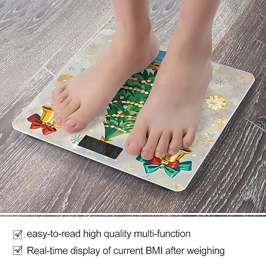 Christmas Tree and Bells Smart Scale for Body Weight Accurate Bathroom Scale with LED Display Digital Weight Scales Weighing Machine High Precision Scales for Bath Home