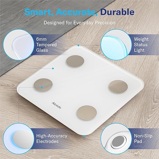Alcedo Smart Body Fat Scale Digital Scale with BMI Fat Percentage Muscle Mass Color-Changing with Weight Variation 400 lb Bluetooth