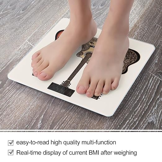 Guitar Digital Bathroom Scale for Body Weight with High Precision Digital Weighing Scale with BMI Clear LCD Display and Step-On Measures Weight Up to 180kg