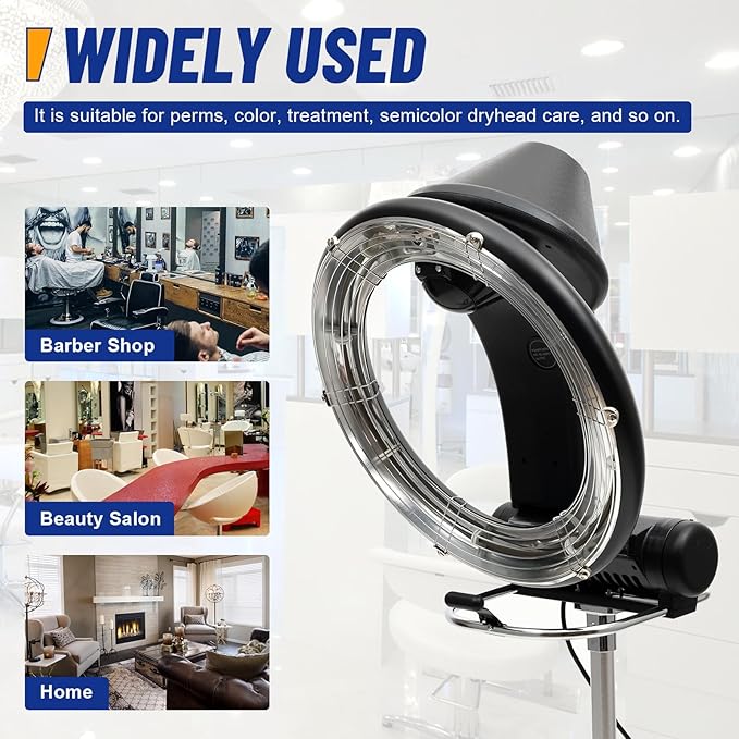950W 3-in-1 Professional Orbiting Infrared Hair Dryer &amp Color Processor for Salon - 360° Rotating 6 Modes Height/Temperature Adjustable Free-Standing Design