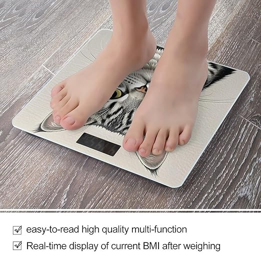 Pencil Style Cat Scale for Body Weight Highly Accurate Digital Bathroom Body Scale Digital Bathroom Scales for People Anti-Slip Large LCD Display Smart Scales