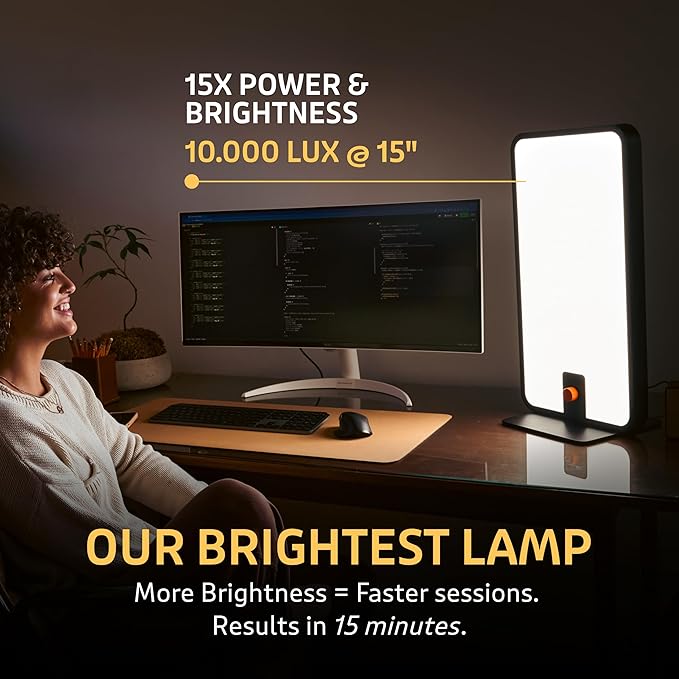 Circadian Optics Langham Clinical Grade Light Therapy Desk Lamp | 10000 Lux at 18 | As Seen On Shark Tank | 10X Power &amp Brightness | Extremely Large 22 X 12 Light Panel | Improve Body Clock