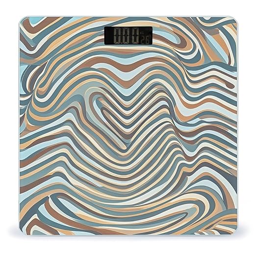 Wavy Style Lines Scale for Body Weight Digital Bathroom Scale Toughened Glass High Precision Scales for Body Weight with Large LCD Backlight Display Weight Scales