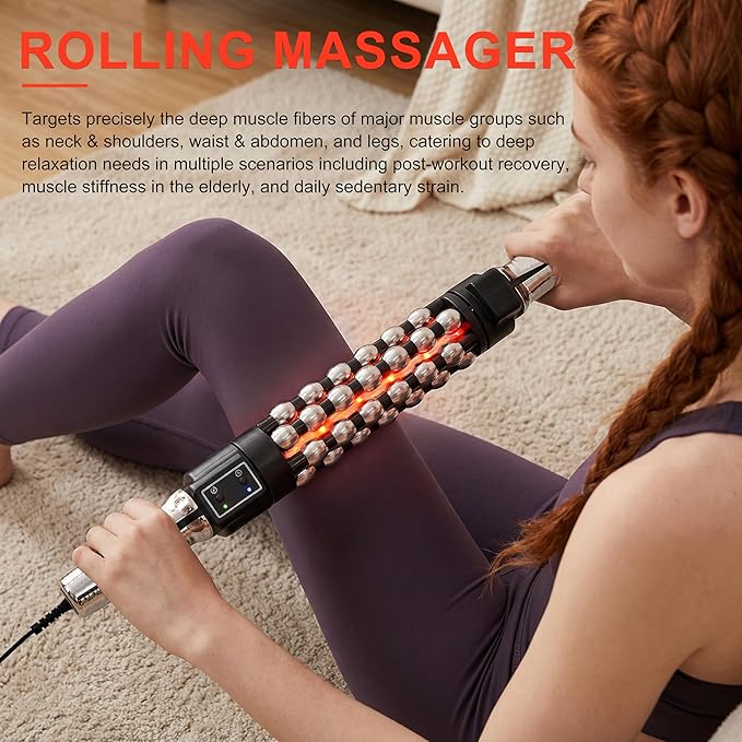 Elitzia Handheld Deep Tissue Massager with Heat - 3 Speed for Pain Relief Promotes Blood Circulation &amp Muscle Relaxation 3 Temp Settings (95°F/113°F/122°F) Body Massager ETDH010