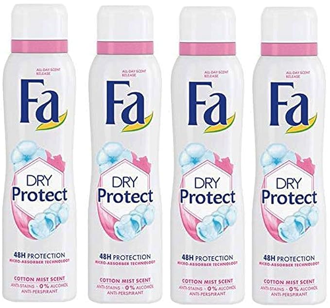 Economy size 200ml/6.7 ounces Fa 48h Deodorant Spray for Men &amp Women (4 Packs) (Cotton Mist)