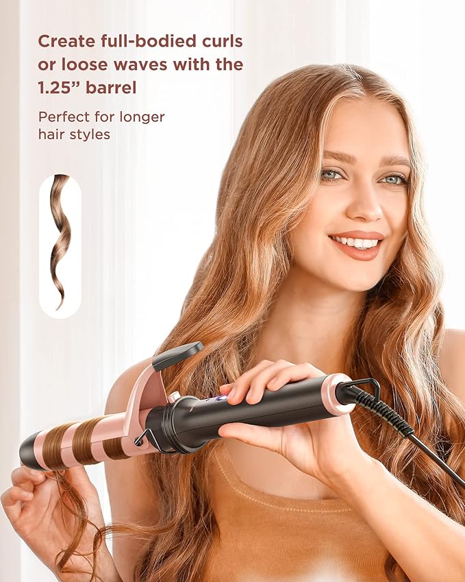 Wavytalk Salon Flat Iron Hair Straightener Negative Ion Flat Iron with Titanium Plates 5 in 1 Curling Iron Set with Curling Brush and 4 Interchangeable Ceramic Curling Wand (0.35-1.25”)