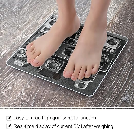 Retro Cool Camera Collection Digital Bathroom Scale for Body Weight with High Precision Digital Weighing Scale with BMI Clear LCD Display and Step-On Measures Weight Up to 180kg